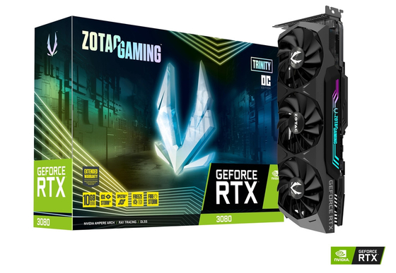 Zotacgokken Geforce Rtx 3080 Drievuldigheidsoc LHR 10GB GDDR6X Grafiekkaarten