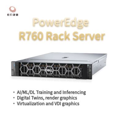 Dell PowerEdge R760 Rack Server Model, flash opslag systeem, xion cpu server