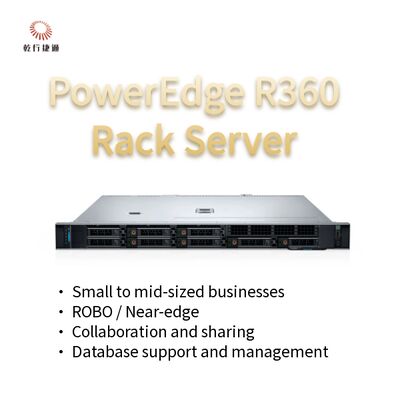 PowerEdge R360 1U Rackserver met Intel Xeon 6300 Serie, 128 GB DDR5 Geheugen en GPU-ondersteuning