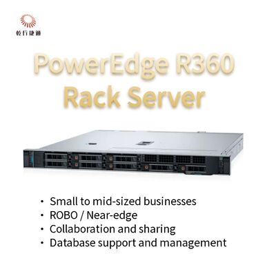 PowerEdge R360 1U Rackserver met Intel Xeon 6300 Serie, 128 GB DDR5 Geheugen en GPU-ondersteuning